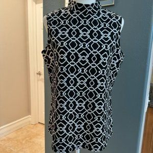 Women's sleeveless link graphic black & white shirt XL RN#96257